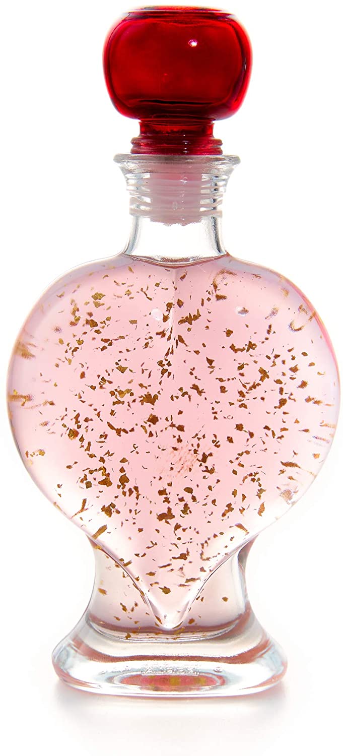 GIN GIFT - PINK GIN WITH 22 CARAT GOLD FLAKES IN HEART BOTTLE 500ml - 20% - Image 3